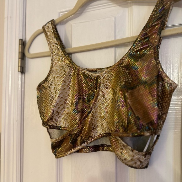 Snake Print Oil Slick Crop Top and Leggings Set Women’s Sz S - Picture 6 of 8